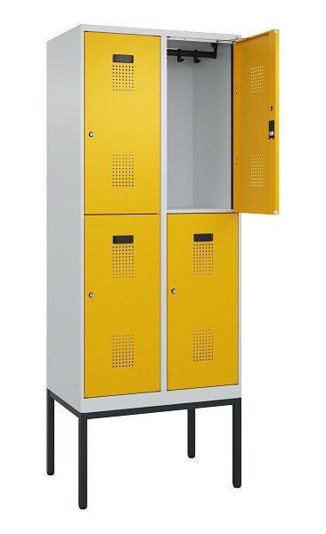 C+P Doppelstock-Spind Evolo PLUS, Gestell, 4 Fächer, 2120x800x500mm, 7035/1004, Zylinderschloss, 0493307-22 S10027
