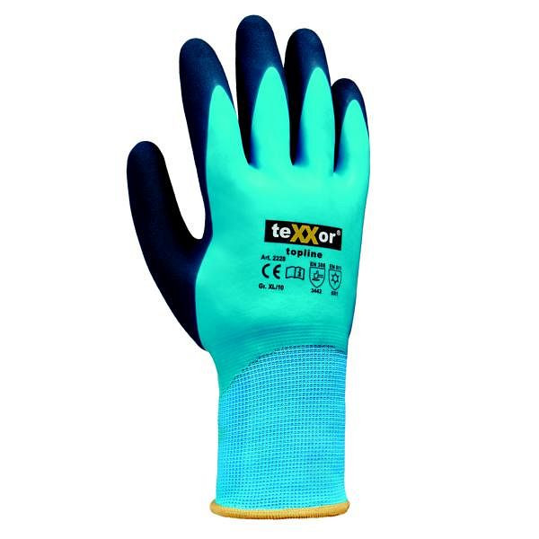 teXXor Nylon-Winterhandschuhe Latex, Größe: 11, Farbe: blau/dunkelblau, VE: 12 Paar, 2228-11