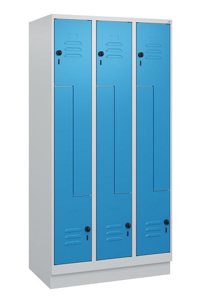 C+P Z-Spind Classic PLUS, Sockel, 6 Abteile, 1800x900x500mm, 7035/5012, Drehriegel, 0800237-306 S10004