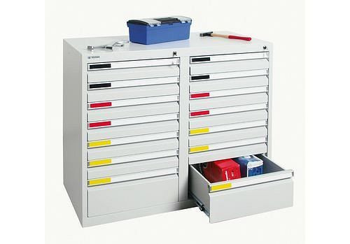 stumpf Schubladenschrank MovaFlex 500, 14 Schubladen, lichtgrau, B 1000 mm, H 900 mm, 251896