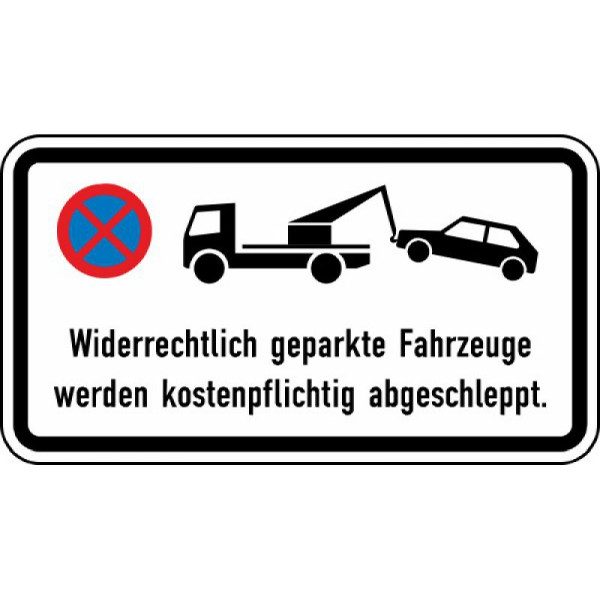 Stein HGS Widerrechtlich geparkte Fahrzeuge werden kostenpflichtig abgeschleppt Nr. 2428, 420 x 231 mm, Alform, RA2, 2428-122
