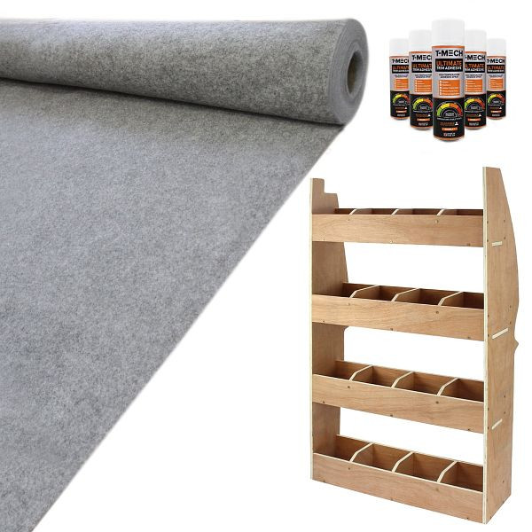 Monster 11qm Grau Teppich-Verkleidung Super Stretch mit Kleber & Citroen Berlingo Regalsystem, 26327