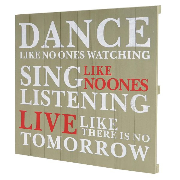 Mendler Wandschild Dance, Dekoschild Holzschild, Shabby-Look Vintage 60x60cm, grün, 44835