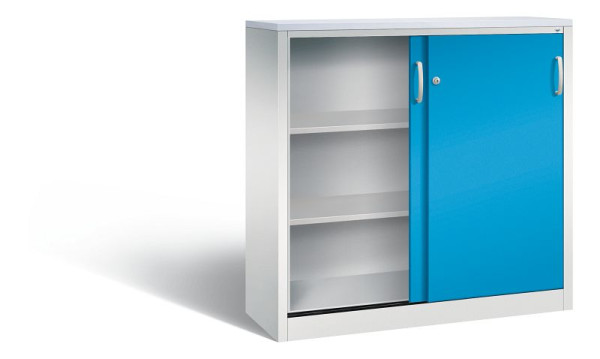 C+P Sideboard mit Schiebetüren Acurado, H1200xB1200xT400mm, Farbe: Lichtgrau / Lichtblau, Bügelgriff, 3 OH, 2047-1200 S10347
