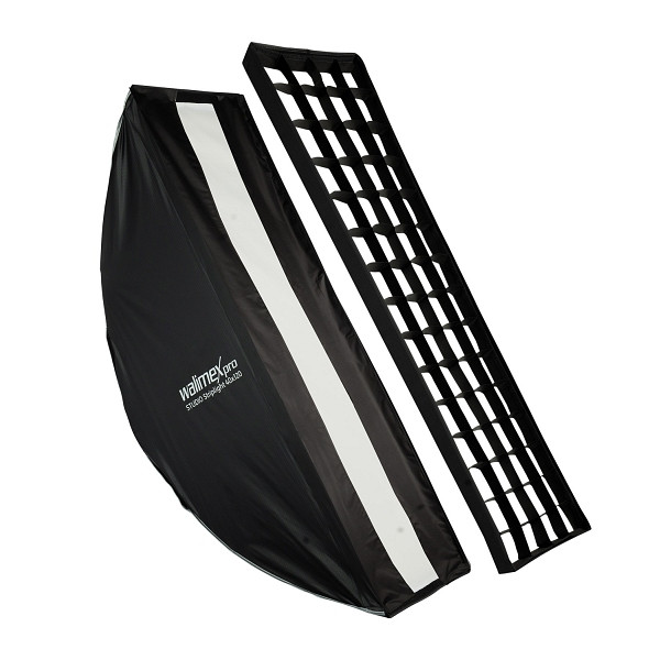 Walimex pro Studio Striplight Softbox 40 x 120 cm, Soft Box inkl. Diffusor, Lichtformer 360° drehbar, faltbar, schneller Aufbau, 1023437