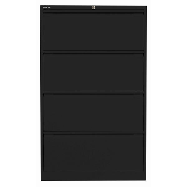 Bisley Hängeregistraturschrank, doppelbahnig, 4 HR-Schubladen, 133 schwarz antibakteriell, DF4133