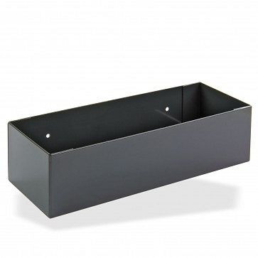 ADB Ablageschale, Einhängelasche für Vierkantlochung 38x38mm / 10x10mm, Maße 220x60x80mm (BxTxH), Farbe: grau, RAL 7016a, 23201