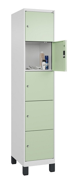 C+P Schließfachschrank Evolo PLUS, mit Füßen, 5 Fächer, 1950x400x500mm, 9016/60, 049010-125 S10019