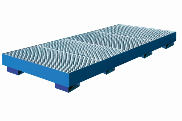 Eichinger Industrie Auffangwanne mit geraden Wänden, mit Gitterrost 8 x Fässer, enzianblau, 30120900000097
