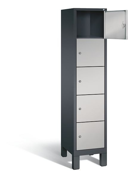 C+P Schließfachschrank Evolo, H1850xB420xT500mm, Farbe: Schwarzgrau / Weißaluminium, 48010-125 S10050