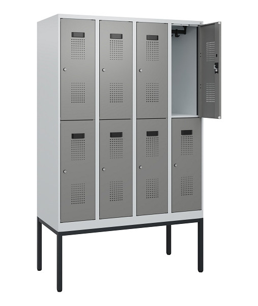 C+P Doppelstock-Spind Evolo PLUS, Gestell, 8 Fächer, 1950x1200x500mm, 7035/0004, Zylinderschloss, 0493305-40 S10041