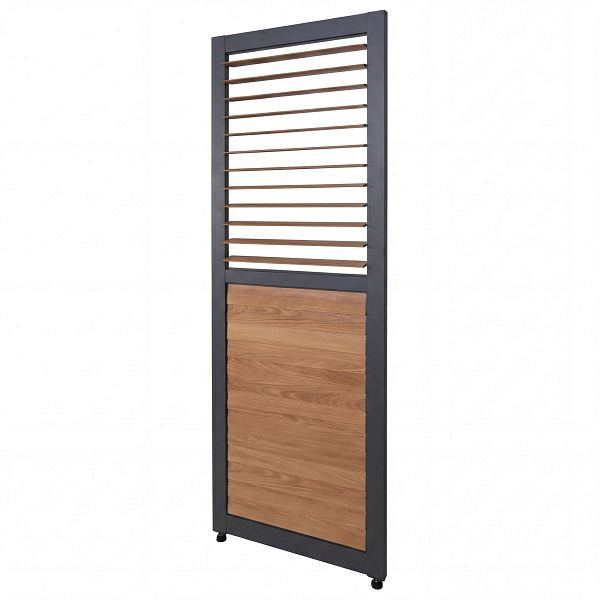 Mendler Lamellenwand für Pergola HWC-P65, Lamellenpaneel Modul Paneel Seitenwand, Aluminium 220x68cm Holzoptik, anthrazit, 119520