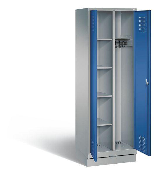 C+P Putzmittel-Spind Evolo, H1800xB610xT500mm, Farbe: Weißaluminium / Enzianblau, 48160-20 S10133