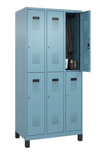 C+P Doppelstöckiger Spind Evolo PLUS, mit Füßen, 6 Fächer, 1950x900x500mm, 0010, Zylinderschloss, 049310-30 S10048