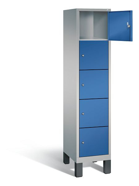 C+P Schließfachschrank Evolo, H1850xB420xT500mm, Farbe: Weißaluminium / Enzianblau, 48010-125 S10062