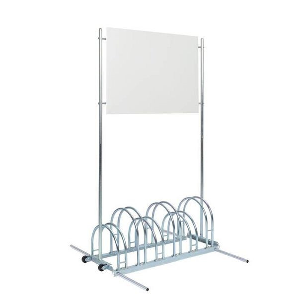 Stein HGS Werbe-Fahrradständer Typ -BW 5000- mit Laufrollen, 6er, mit Digitaldruck doppelseitig, bw5156-03
