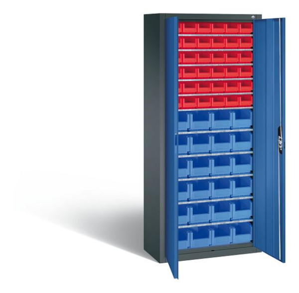 C+P Magazinschrank Serie 13, H1690xB700xT300mm, Farbe: Anthrazitgrau / Enzianblau, Muldengriff, 133413-23 S10081