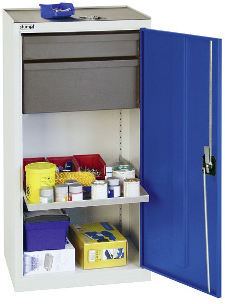 stumpf Werkzeug- und Materialschrank Serie 3000, 7035/7035, 1 Schublade 100 mm, 1 Schublade 200 mm, 1 Wannenboden, enzianblau, 3001374