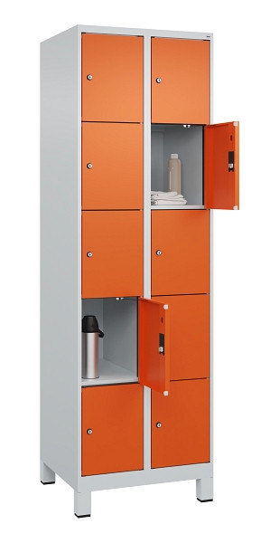 C+P Schließfachschrank Evolo PLUS, mit Füßen, 10 Fächer, 1950x600x500mm, 7035/2, 049010-205 S10002