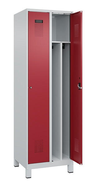 C+P Spind Evolo PLUS, mit Füßen, 2 Abteile, 1950x600x500mm, 7035/3003, Verschluss Zylinderschloss, 049010-20F S10031