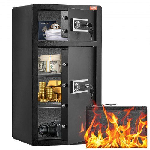 VEVOR Doppeltür-Safe Schlüsselschloss Passwort Möbeltresor 48x42x90cm Schwarz, LMBXXLS782CUWAFUQV9