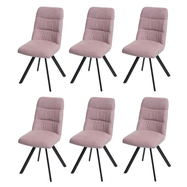 Mendler 6er-Set Esszimmerstuhl HWC-J69, Küchenstuhl Stuhl, drehbar Auto-Position, Samt, rosa, 3x82599