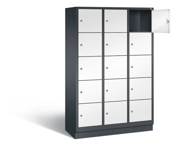 C+P Schließfachschrank Evolo, H1800xB1200xT500mm, Farbe: Schwarzgrau / Verkehrsweiß, 48020-325 S10126