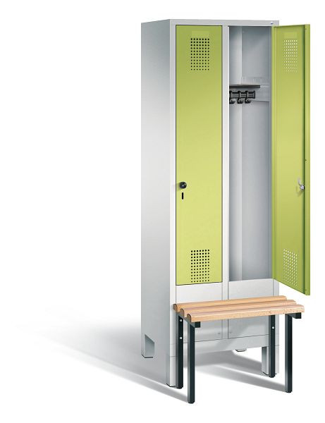 C+P Garderobenschrank Evolo, H1850xB610xT815mm, Farbe: Lichtgrau / Viridingrün, 48030-20 S10133