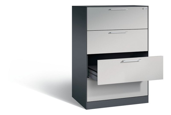 C+P Karteischrank Asisto, H1310xB800xT600mm, Farbe: Schwarzgrau / Weißaluminium, Bügelgriff, 146223-422 S10071