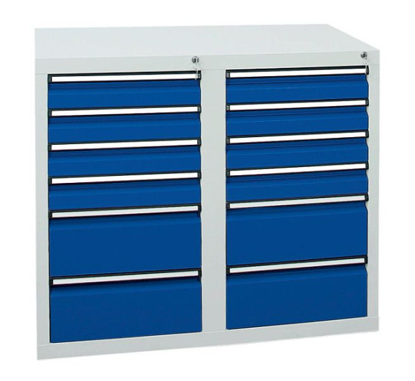 stumpf Schubladenschrank Serie STS 410, RAL 7035/5010, 12 Schubladen (8x100, 4x200 mm), 7102674