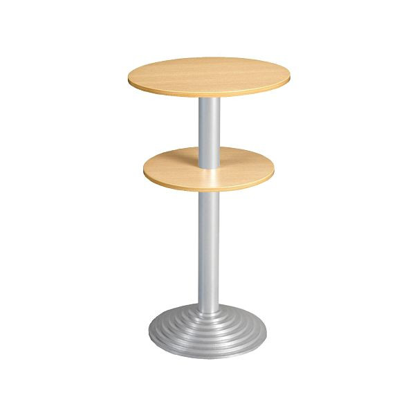 Bisley Stehtisch, rund, Durchmesser: 600mm, zwei Platten, 19mm Tischstärke, 300 aluminium x MP ahorn, SR206MP300