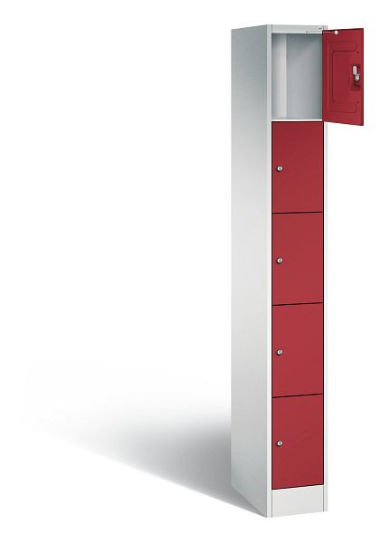 C+P Schließfachschrank Serie 8070, H1950xB240xT480mm, Farbe: Lichtgrau / Rubinrot, 80700-10 S10014
