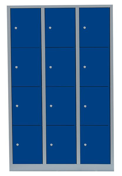 Lüllmann Stahl-Fächerschrank, 1800 x 1185 x 500 mm, Lichtgrau/Enzianblau, 523431