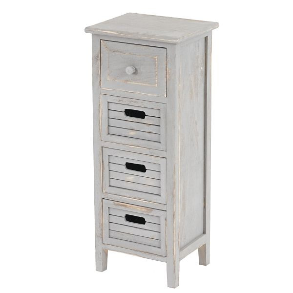 Mendler Kommode T18, Schubladenschrank Schrank, 4 Schubladen, 74x30x25cm Shabby-Look Vintage, grau, 33046