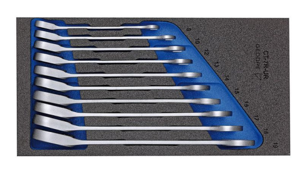 GEDORE CT-Einlage mit Sortiment, Satz Maulschlüssel mit Ringratsche, umschaltbar, CT, 2331969