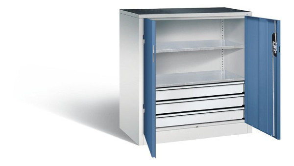 C+P Werkzeugschrank Acurado, H1000xB930xT500mm, Farbe: Lichtgrau / Fernblau, Muldengriff, 8821-5035 S10086