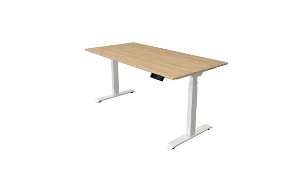 Kerkmann Oxford Sitz-/Stehtisch 1600 x 800 mm, elektrisch höhenverstellbar von 620-1270 mm, Eiche hell, Gestell weiß, 10520653