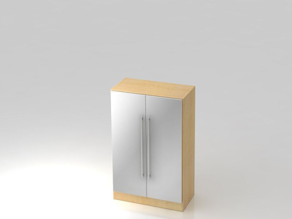 Hammerbacher Schrank 3OH mit Sockelblende Relinggriff Ahorn/Silber, 80x42x127 cm (BxTxH), V7550/3/S/RE