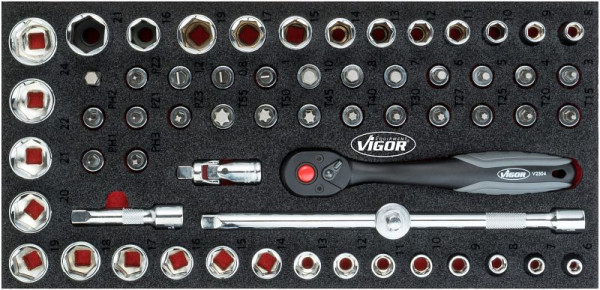 VIGOR Steckschlüssel-Werkzeug Satz, Anzahl Werkzeuge: 61, V4973