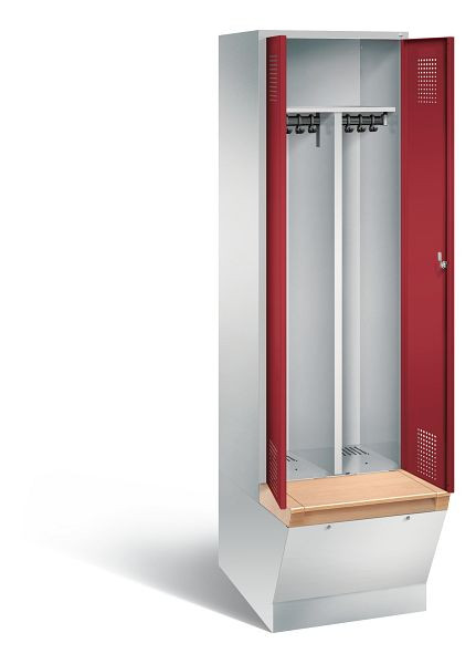 C+P Schwarz-Weiss-Spind Evolo, H2090xB610xT815mm, Farbe: Lichtgrau / Rubinrot, 48056-20 S10270