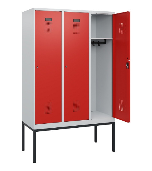 C+P Spind Evolo PLUS, Gestell, 3 Abteile, 1950x1200x500mm, 7035/3020, Zylinderschloss, 0490305-32 S10028