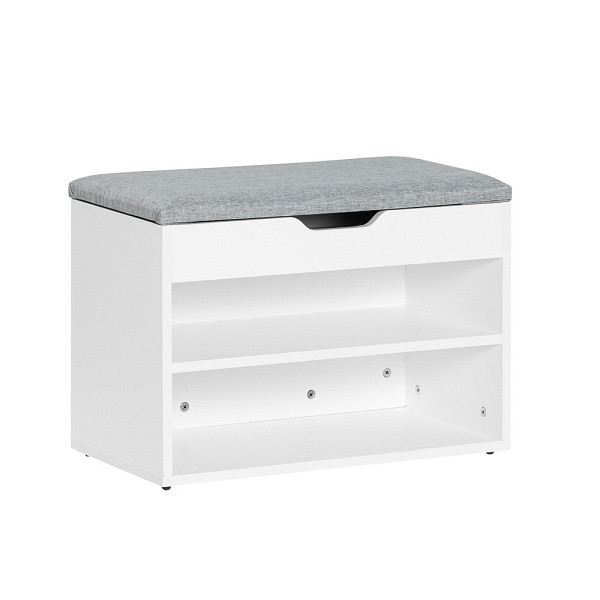 SoBuy Schuhbank mit Sitzfläche und Stauraum Hellgrau 60x30x44 cm, Funktional, FSR25-HG