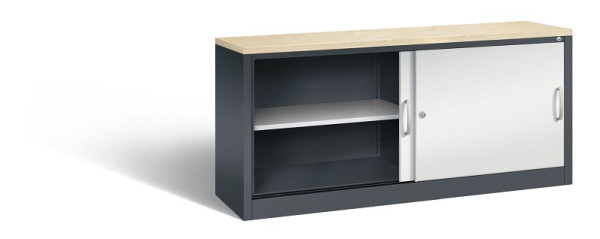C+P Sideboard mit Schiebetüren Acurado, H720xB1600xT400mm, Farbe: Schwarzgrau / Lichtgrau, Bügelgriff, 2 OH, 5724-00 S10417