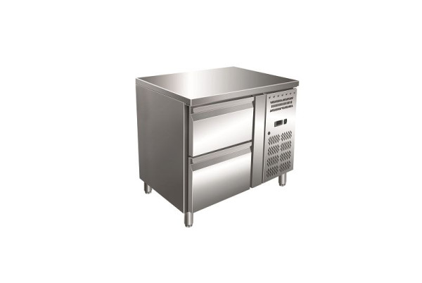 Gastro-Inox Edelstahl GN Kühltisch mit 2 Schubladen, Umluftkühlung, 202.219