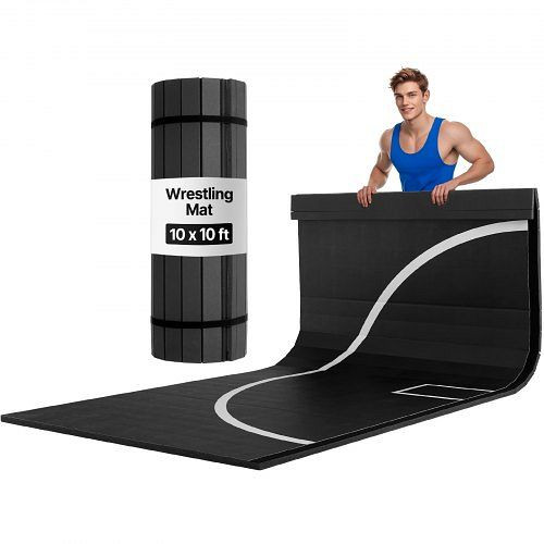 VEVOR Kampfsportmatte 3 x 3 m, aufrollbar & wasserfest, für Gymnastik, Jiu-Jitsu, MMA, Judo, Boxen, Yoga, Schwarz, PMKSJDPM125IBI25J001V0
