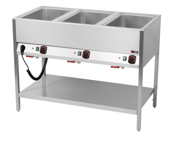 A&S Gastro Bain-Marie-Station 3x GN 1/1, aus Edelstahl, BMSD-3120