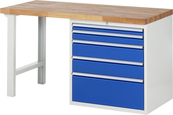 RAU Werkbank Serie 7000 - Baukasten-Bauweise, Unterbau-Container (5x XL-Schublade), 1500x840x700 mm, 03-7611A1-157B4S.11