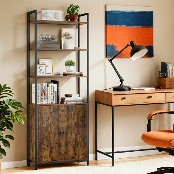 SONGMICS Bücherregal, Vintagebraun, 60x24x159,5 cm, LLS133K01
