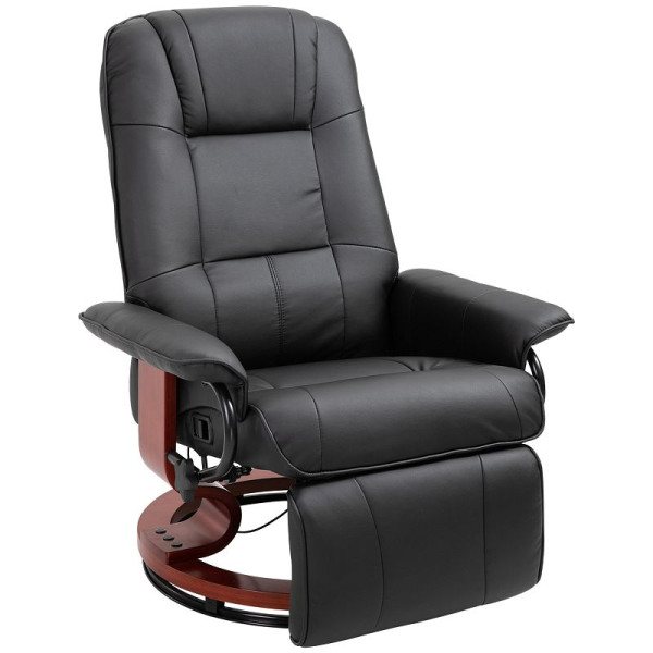 HOMCOM Relaxsessel Fernsehsessel Liegesessel Kunstleder 360° Drehstuhl 145° neigbar Schwarz 78 x 87 x 100 cm, 833-621