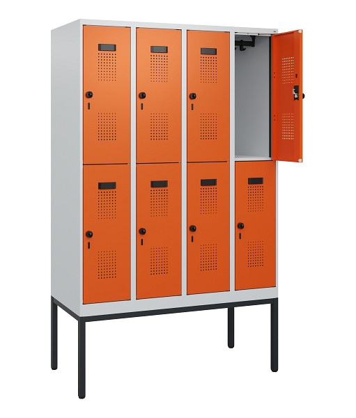 C+P Doppelstock-Spind Evolo PLUS, Gestell, 8 Fächer, 1950x1200x500mm, 7035/2004, Drehriegel, 0493305-40 S10002